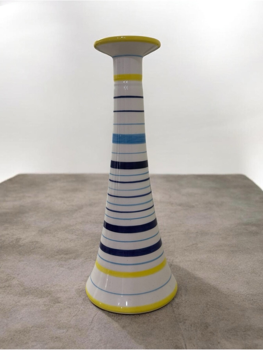 Tiffany & Co. Este Ceramiche Italy Hand Painted Striped Candle Stick Holder